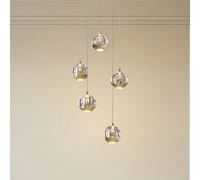 Lucande lámpara colgante LED Hayley, Ø 30 cm, 5 luces, dorado, cristal