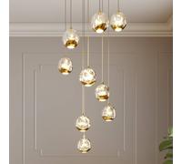 Lucande Lámpara colgante LED Hayley, Ø 40 cm, 9 luces, dorado, cristal
