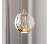 Lucande Lámpara colgante LED Hayley, Ø 9 cm, color dorado, cristal True