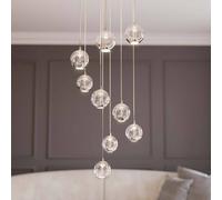 Lucande lámpara colgante LED Hayley, Ø 40 cm, 9 luces, cromo, cristal