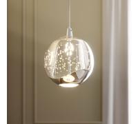 Lucande Lámpara colgante LED Hayley, Ø 9 cm, color cromo, cristal