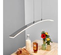 Lucande Lámpara colgante LED Lorian, 99 cm, cromo, metal