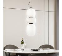 Lucande Lámpara colgante LED Lucya, 3 luces, cristal, blanco, 64,5 cm