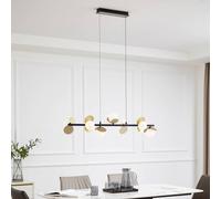 Lucande Lámpara colgante LED Pallo, 7 luces, negro/oro, cristal