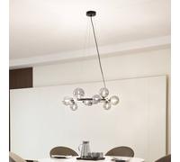 Lucande lámpara colgante Naelen, negro/gris, 64,3 cm, cristal, G9