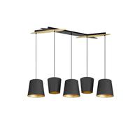 Lucande Lámpara colgante Thamila (Moderno) en Negro hecho de Textura, Tela Tejido Seda e.o. para Salón & Comedor (5 llamas E27) lámpara textil plafón techo