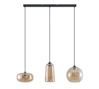 Lucande lámpara colgante Wilja, ámbar, vidrio, 111 cm, 3 luces, E27