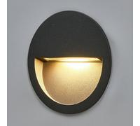 Lucande Lámpara de pared LED empotrable Loya, Ø 11,5 cm, gris, IP54