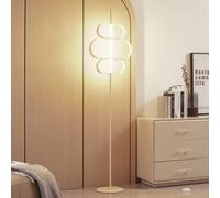 Lucande Lámpara de pie LED Audrina, beige, metal, atenuable