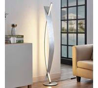 Lucande Lámpara de pie LED Marija, plateada, atenuable, 140 cm