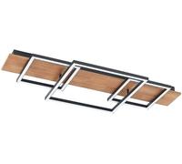 Lucande Plafón LED Chariska, 95cm, negro, madera, CCT