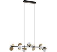 Lucande Lámpara colgante LED Pallo, 7 luces, negro/oro, cristal