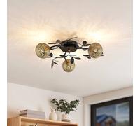 Lucande lámpara de techo Evory, Ø 53 cm, 3 luces, negro/oro, G9