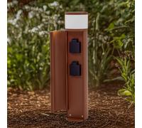 Lucande Lámpara sobremuro Corban, óxido, puerta, enchufes, G9, IP44