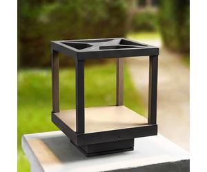 Lucande Lámpara sobremuro LED Lealan, negra, metal, 23 cm, IP54