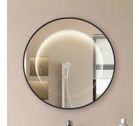 Lucande LED espejo infinito Emire, negro, aluminio, CCT, IP44