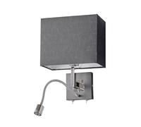 Aplique de pared Lucande Rebekka, 31 cm, negro, brazo de lectura LED