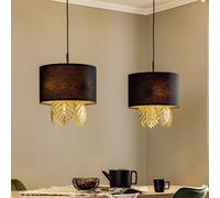 Lucande Malviras lámpara colgante de tela, decoración de hojas 2 luces.