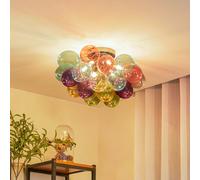 Lucande plafón Diborah, multicolor, cristal, Ø 50 cm, G9 True