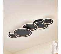 Lucande Plafón LED Diala, negro, metal, 96 cm