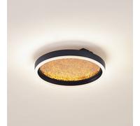 Lucande Plafón LED Menulis, negro/oro, PC, Ø 30 cm