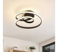 Lucande, plafón LED Sakina, negro, metal, Ø 48 cm