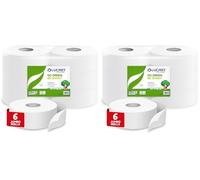 Lucart Professional, Eco-Friendly Jumbo Rollos de papel higiénico, 2 capas, 1 paquete de 12 rollos y TOPMAIN - Crema de lavado de manos Fórmula limpiadora, hidratante y suavizante - Aroma floral - 5L