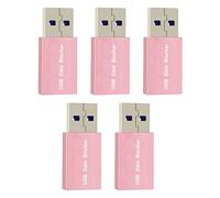 Lucaser Bloqueador de datos USB de 5 piezas, solo adaptador de bloqueo de datos recargable para bloquear la sincronización de datos, protección jugo de jack, color rosa