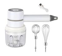 Lucaser Mezclador de Alimentos InaláMbrico Batidor de Huevos EléCtrico de Mano de 3 Velocidades Batidora de para Hornear Procesador de Alimentos Multifuncional Blanco