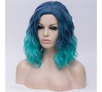 LUCBEI Peluca Mujer Dos Tonos Corto Sintético Gradiente Blanco Azul Pelucas Onduladas Peluca de Pelo Ondulado para Mujeres Blancas Cosplay Pelucas de Línea Media (Color: 2, Tamaño: 14 pulgadas)