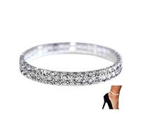 LucBuy 2 Piezas Brillante Centelleo Diamante Tobillera Ajustables Pulsera de Tobillo Elástica Bling Brillante pie Joyería Pulsera Nupcial Joyería de Verano Vestido de Tobillera para el Mujer