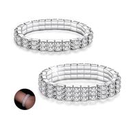 LucBuy 2 Piezas Brillante Twinkle Diamond Ajustables Tobillera Elástica Bling Brillante pie Joyería Pulsera Nupcial Joyería de Verano Vestido de Tobillera para el Mujer
