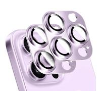 LucBuy 2 Piezas Protector de Lente de Cámara para iPhone 12 Pro, Decoración de Teléfono de Aluminio con Textura 3D, Cubierta Trasera de Titanio con Protección Total para Cámara