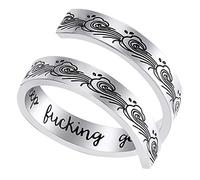LucBuy Anillos Keep Going, Anillo de Acero Inoxidable Grabado Inspirador para el Dedo, Anillos Abiertos llamativos para el Pulgar, US Talla 8-9, Regalos de Joyería para Hombres y Mujeres (B20)