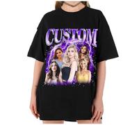 LucBuy Camisetas Personalizadas de Rap Pirata, Sudadera Extragrande con Texto y Fotos de Caras Retro Personalizadas, Cara Gráfica Cuello Redondo Casual Hombro Caído Sudaderas con Capucha Regalos (A1)