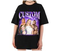 LucBuy Camisetas Personalizadas de Rap Pirata, Sudadera Extragrande con Texto y Fotos de Caras Retro Personalizadas, Cara Gráfica Cuello Redondo Casual Hombro Caído Sudaderas con Capucha Regalos (A2)