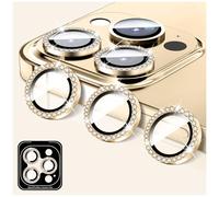LucBuy Protector de Lente de Cámara Compatible con iPhone 11 Pro/11 Pro Max, Protector de Lente de Cámara de Cristal Templado con Diamante, Anillos Metálicos Individuales (Oro)