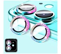 LucBuy Protector de Lente de Cámara Compatible con iPhone 15/15 Plus, Diamantes Cubierta de Lente de Cámara, Pantalla de Vidrio Templado Anillos de Metal Individuales con Alineación Automática