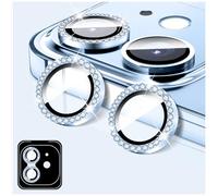 LucBuy Protector de Lente de Cámara para iPhone 17 Air, Diamantes Cubierta de Lente de Cámara, Pantalla de Vidrio Templado Anillos de Metal Individuales con Alineación Automática