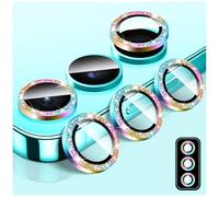 LucBuy Protector de Lente de Cámara para Samsung Galaxy A26/A36/A56, Protector de Pantalla de Vidrio Templado con Purpurina para Cámara, Anillo de Metal Individual con Alineación Automática