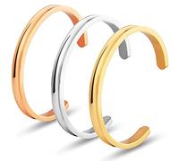 LucBuy Pulsera de Acero inoxidable, Brazaletes con Ranuras Ajustables para el Cabello, Brazaletes de Puño Muy Pulidos, Joyería para Mujeres y Hombres (A4)