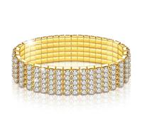 LucBuy Pulseras de Diamantes de Imitación, Brazalete Elástico de Tenis de Diamante,Joyería de Pulsera Apilable Nupcial de Cristal Plateado,Pulsera de Banda de Fiesta de Boda para Mujeres (A7)