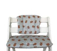 LUCCA kids Cojín para Trona evolutiva, Revestimiento plastificado para fácil Limpieza, Compatible con Hauck Alpha y Modelos parecidos, Gris Verdoso Ositos