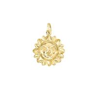 Lucchetta - Colgante Sol con Sonrisa de Oro Amarillo de 14 quilates | Diámetro de 16 mm, colgantes y colgantes para cadena (hasta 4 mm) para mujer y niña