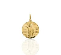 Lucchetta - San Franciscus Assiensis - Pax et Bonum - Medalla de oro 585 de 14 quilates - Colgante de San Francisco Asís - Fabricado en Italia