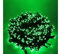 Luccika Cadena de luces con 25 m de largo con 500 LED verdes para interiores y exteriores, controlador de 31 V, con 8 juegos de luces y cable de memoria, verde