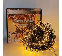 Luccika, Cadena de Luces en Racimo Oro, 20 Metros, 1000 LED de Ø 3mm, Guirnalda Luminosa para Árbol de Navidad, 4 Efectos de Luz, Control Remoto, Temporizador, Cable Verde IP44, Uso en Interior