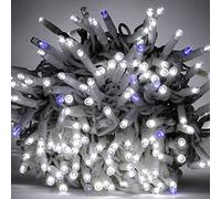 Luccika Cadena de luces LED profesional para Navidad, MaxiLed de 8mm, Flash, para Jardines, Tiendas, Bares, Exterior (Blanco Hielo con Flash Azul, 10 Metros - 100 LED)