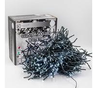 Luccika, Cadena Luminosa de Luci a Grappolo Cluster Blanco Hielo, 10 Metros, 500 LED de Ø 3mm, Cadena de Luces para Árbol de Navidad, 4 Efectos de Luz, Control Remoto, Temporizador, Cable Verde IP44