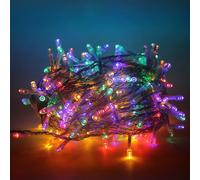 Luccika Cadena luminosa LED 31 V con 8 efectos de luz, luces navideñas para árbol de Navidad y exterior, IP44, cable transparente (multicolor, 5 m, 100 LED)